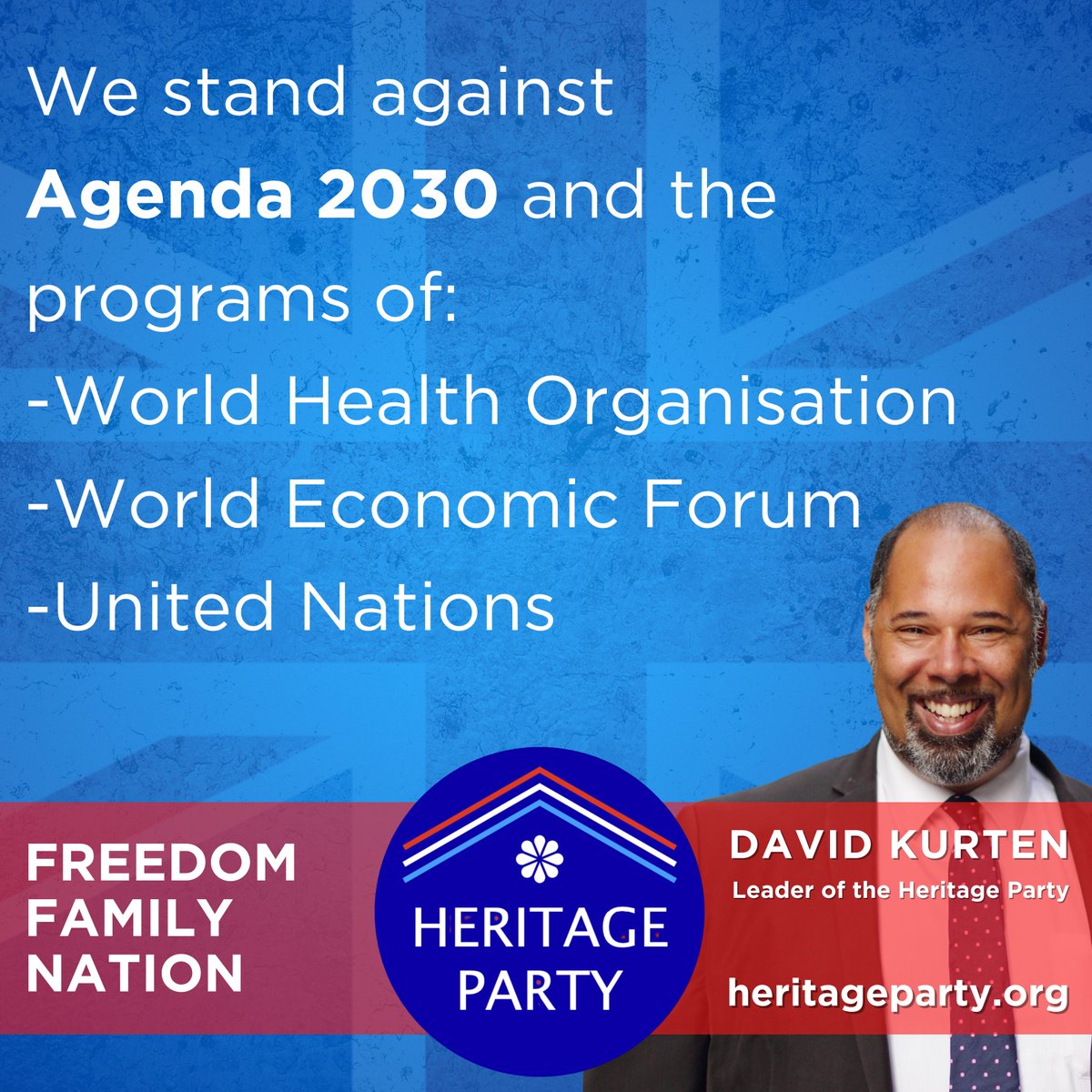 Only the Heritage Party will leave Agenda 2030 and the W.H.O. and restore our national sovereignty in full. heritageparty.org