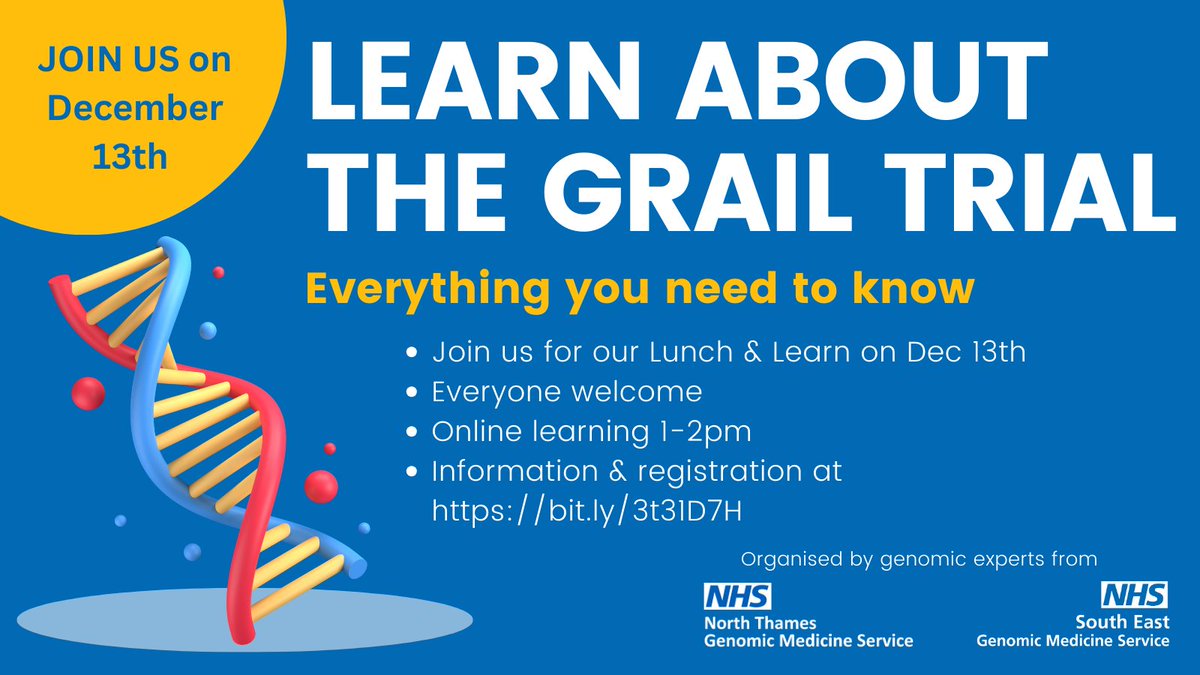 So many of you want to join our online session about the NHS Galleri Trial on Dec 13th so we've opened up more tickets

140,000 people are currently taking part in the trial of the multi-cancer early detection test. 

Get yours here bit.ly/3t31D7H

#cancer #nhs #research