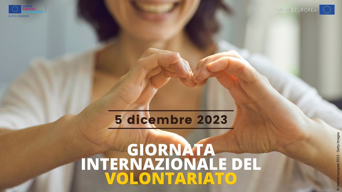 🇺🇳Oggi è la Giornata Internazionale del Volontariato!

Istituita dall’Onu il 17 dicembre 1985, il suo obiettivo è quello di riconoscere il lavoro, il tempo e le capacità dei volontari in tutto il mondo.

#DiscoverEU
#Erasmus+
#europeansolidaritycorps
#EuropeanYouth