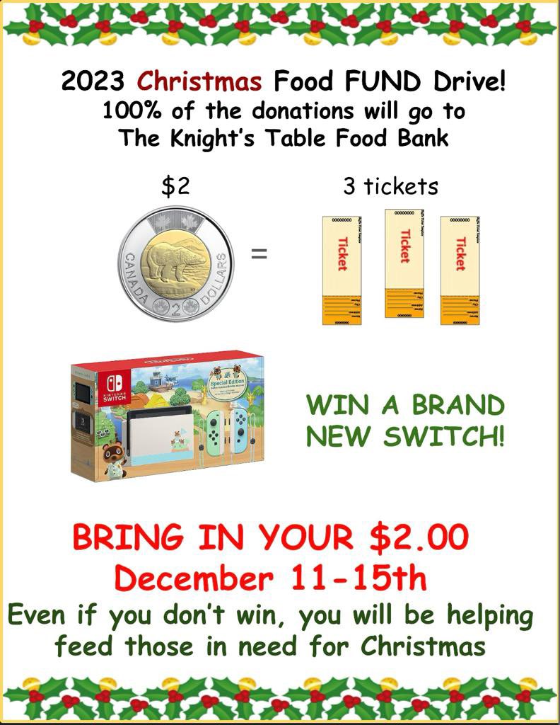 Warm heart Wednesdays includes giving to the Food Bank!  Bring those toonies starting next Monday.