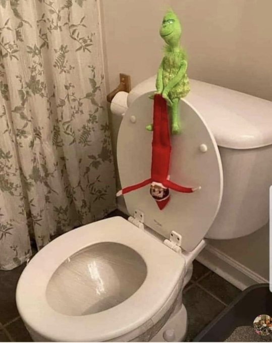 Toilet fun &amp; games Grinch vs Elf on Toilet Seat when he's not on his shelf he's so powerless https://t<a href="/tag/wednesday"class="tags"><span>#wednesday</span></a><a href="/tag/pizza"class="tags"><span>#pizza</span></a>