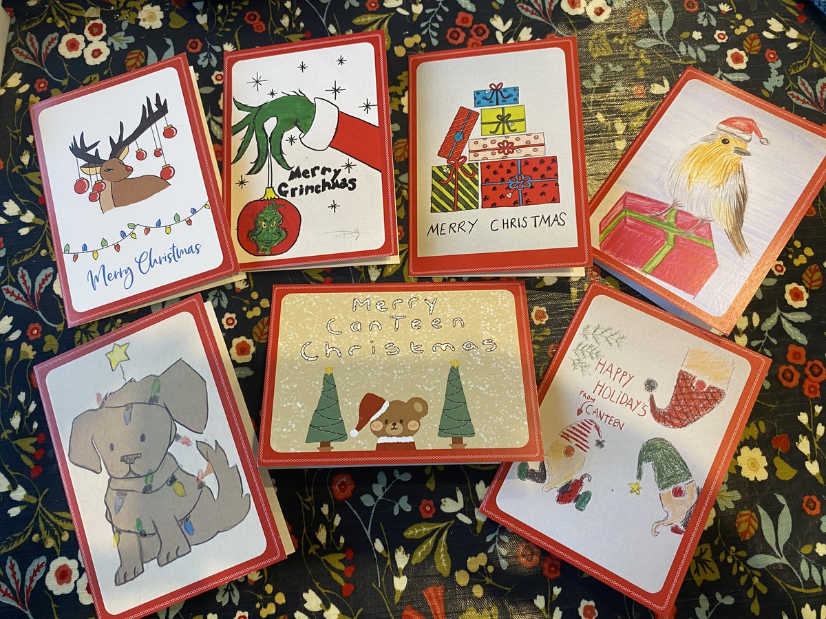 CanTeen Ireland (@canteen_ireland) on Twitter photo Our fabulous Christmas cards designed by our members - Amelia, Billy, Catherine, Denise, Noah & Sophie are on sale now. They're €5 per pack for 8 large or 10 small. If you would like to order some you can email me at evelyn@canteen.ie. Thanks a mill #supportcharity Our fabulous Christmas cards designed by our members - Amelia, Billy, Catherine, Denise, Noah & Sophie are on sale now. They're €5 per pack for 8 large or 10 small. If you would like to order some you can email me at evelyn@canteen.ie. Thanks a mill #supportcharity