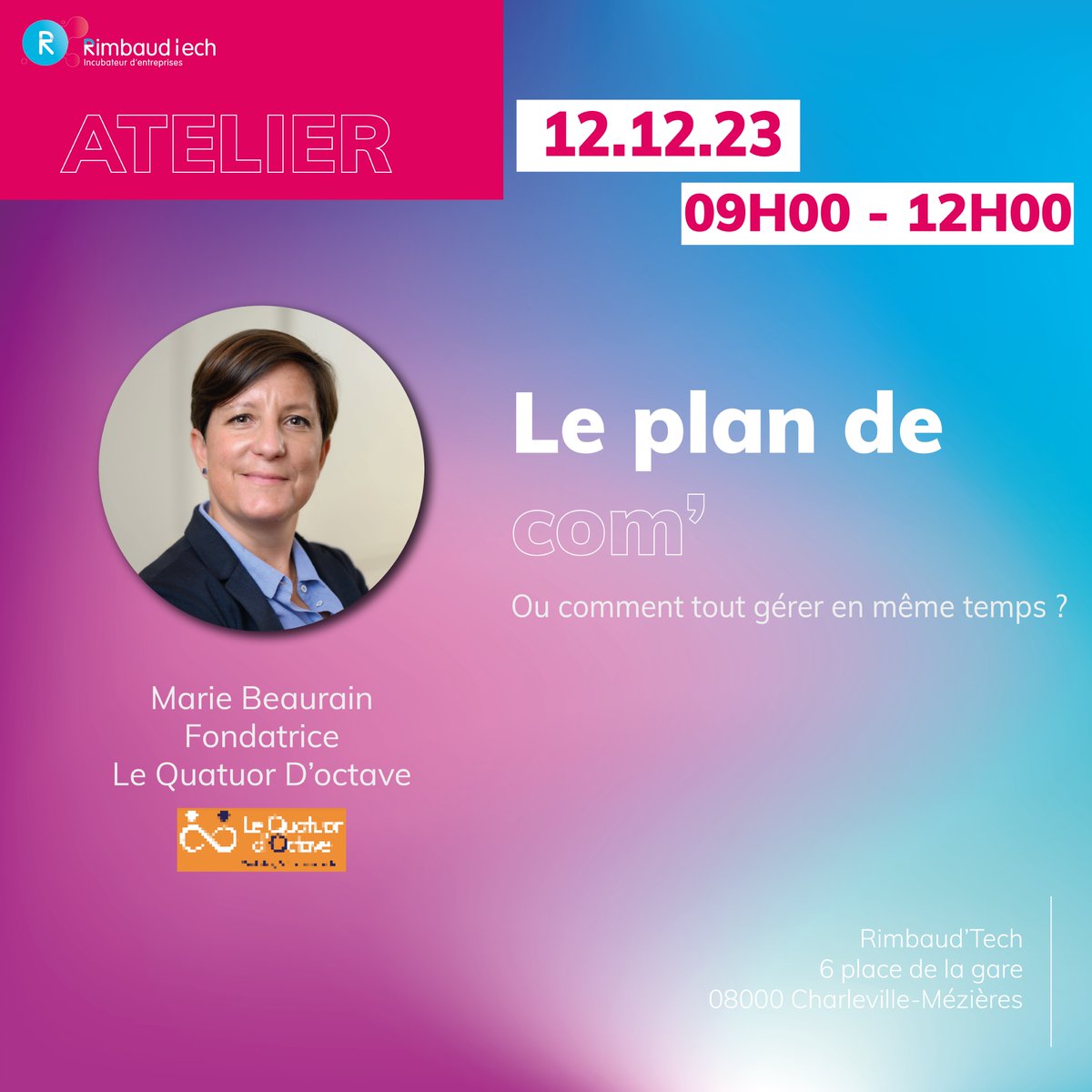 🤩 [Atelier communication]

Vous souhaitez maîtriser l’art de la communication et apprendre à gérer tous les aspects en même temps ? 🤔

💫 Ne manquez pas notre prochain atelier avec l’experte en communication, Marie Beaurain !

🖥️ Lien d’inscription : bit.ly/3Nf6fyx