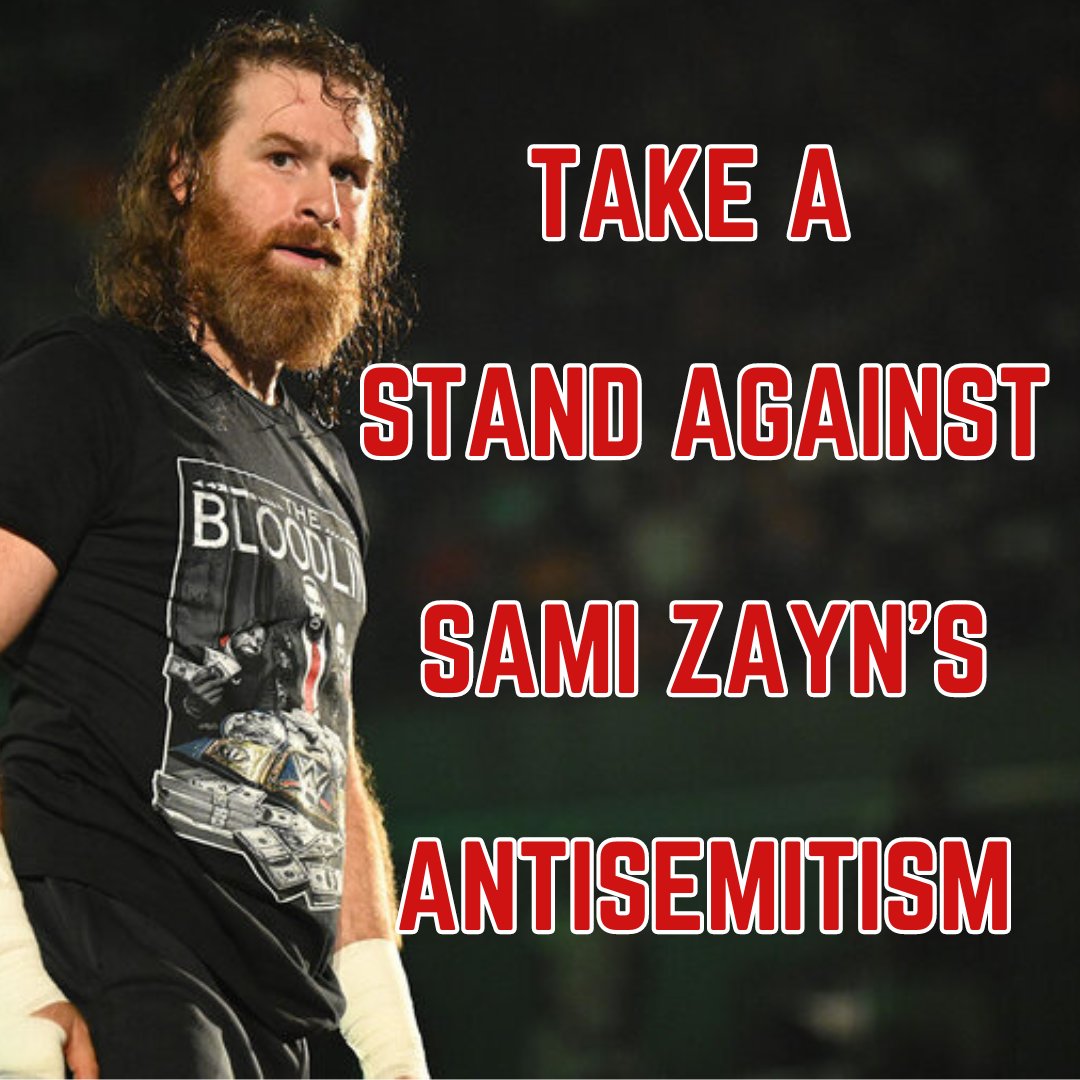 Act_On_'s tweet photo. Since the October 7th massacre committed by Hamas, Sami Zayn, a popular @WWE wrestler has been promoting pro-Hamas and antisemitic content to his followers.

We demand TKO &amp; WWE to come out against his views and stand up to antisemitism.

CLICK to e-mail: https://t.co/q9CD4Bx6G6 https://t.co/j2CExDMP60