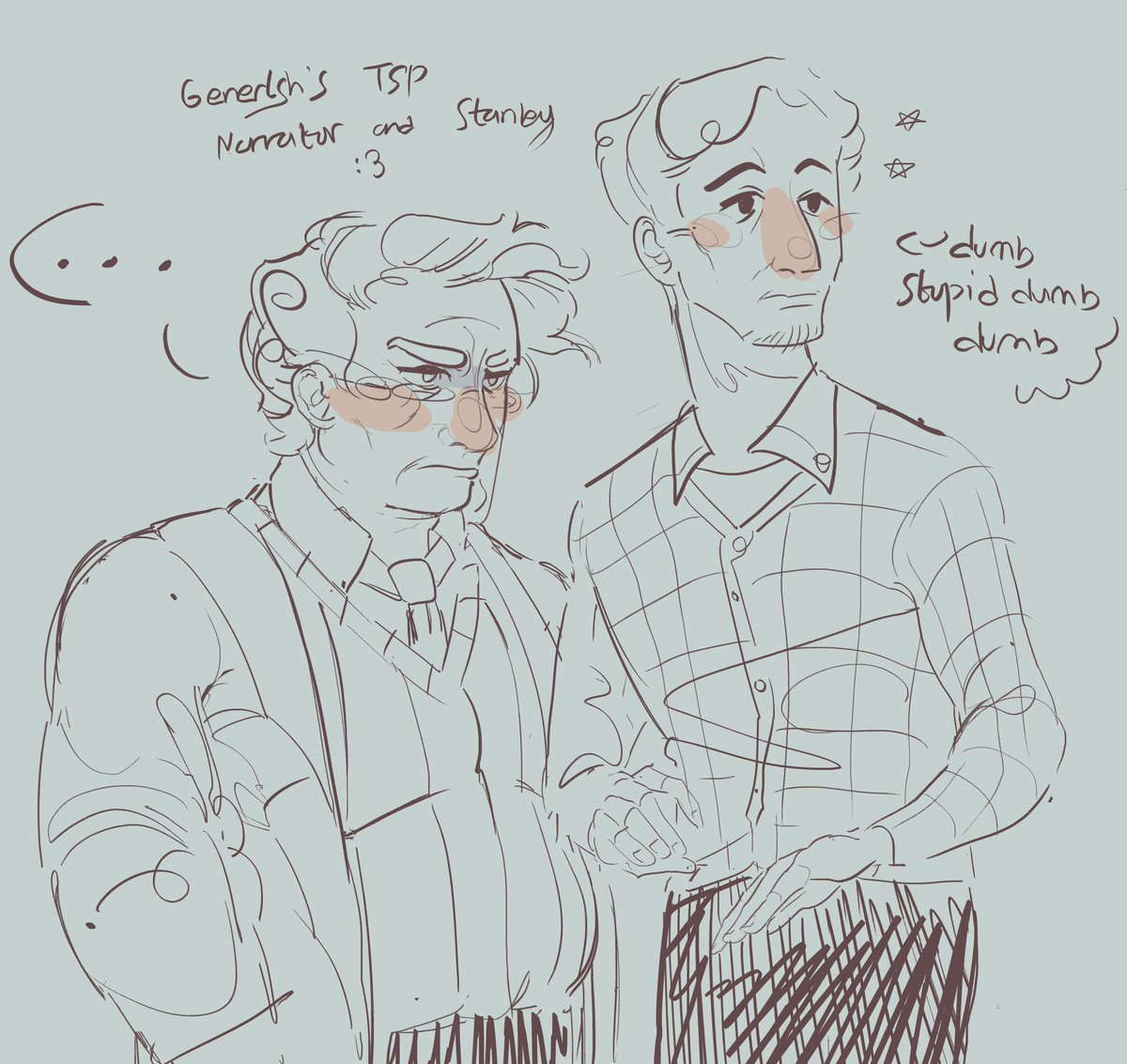 VERY MESSY Sketch of my TSP men
#TSP #TheStanleyParable