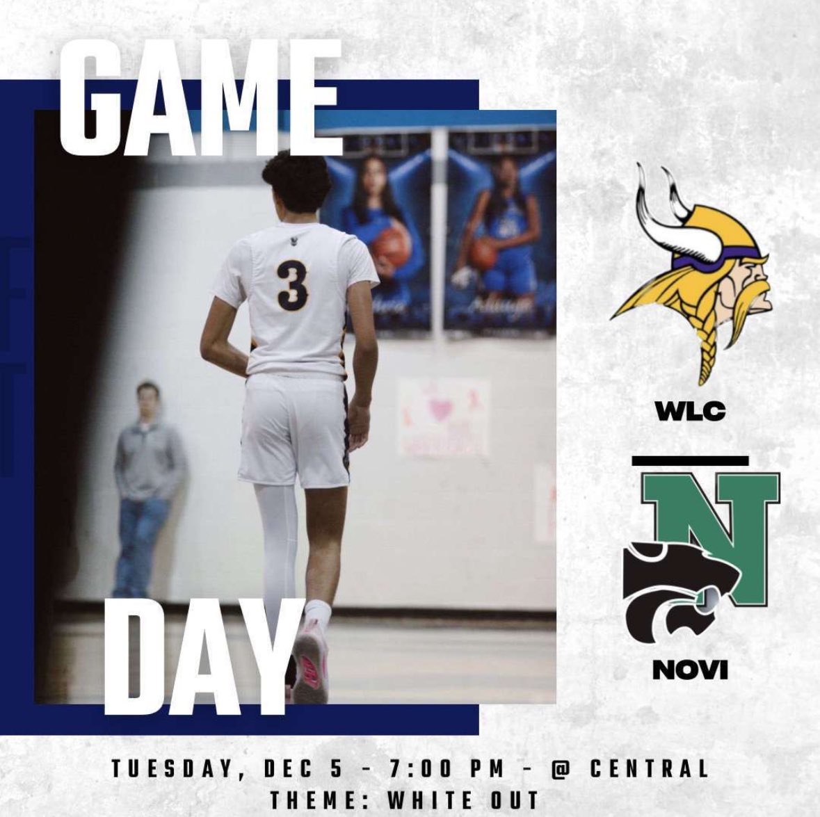 Walled Lake Central Boys Basketball (@basketballwlc) on Twitter photo GAMEDAY - I96 Showdown
🆚 Novi
📍WLC Gym
 ⏰ 4/5:30/7:00
📺 NFHS
🕺White Out
#Burntheboats GAMEDAY - I96 Showdown
🆚 Novi
📍WLC Gym
 ⏰ 4/5:30/7:00
📺 NFHS
🕺White Out
#Burntheboats