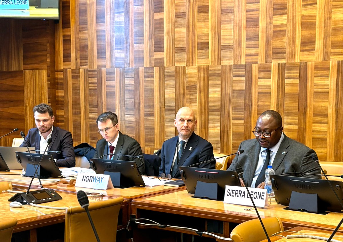 EmbassySierra's tweet photo. Today H.E. Amb Gberie of 🇸🇱 together with H.E Amb Endresen of 🇳🇴 , #UNODA and #INEW participated in a regional briefing for African states on EWIPA Political Declaration, providing information on the political declaration and its relevance to the region. https://t.co/rlaUtiWGSl