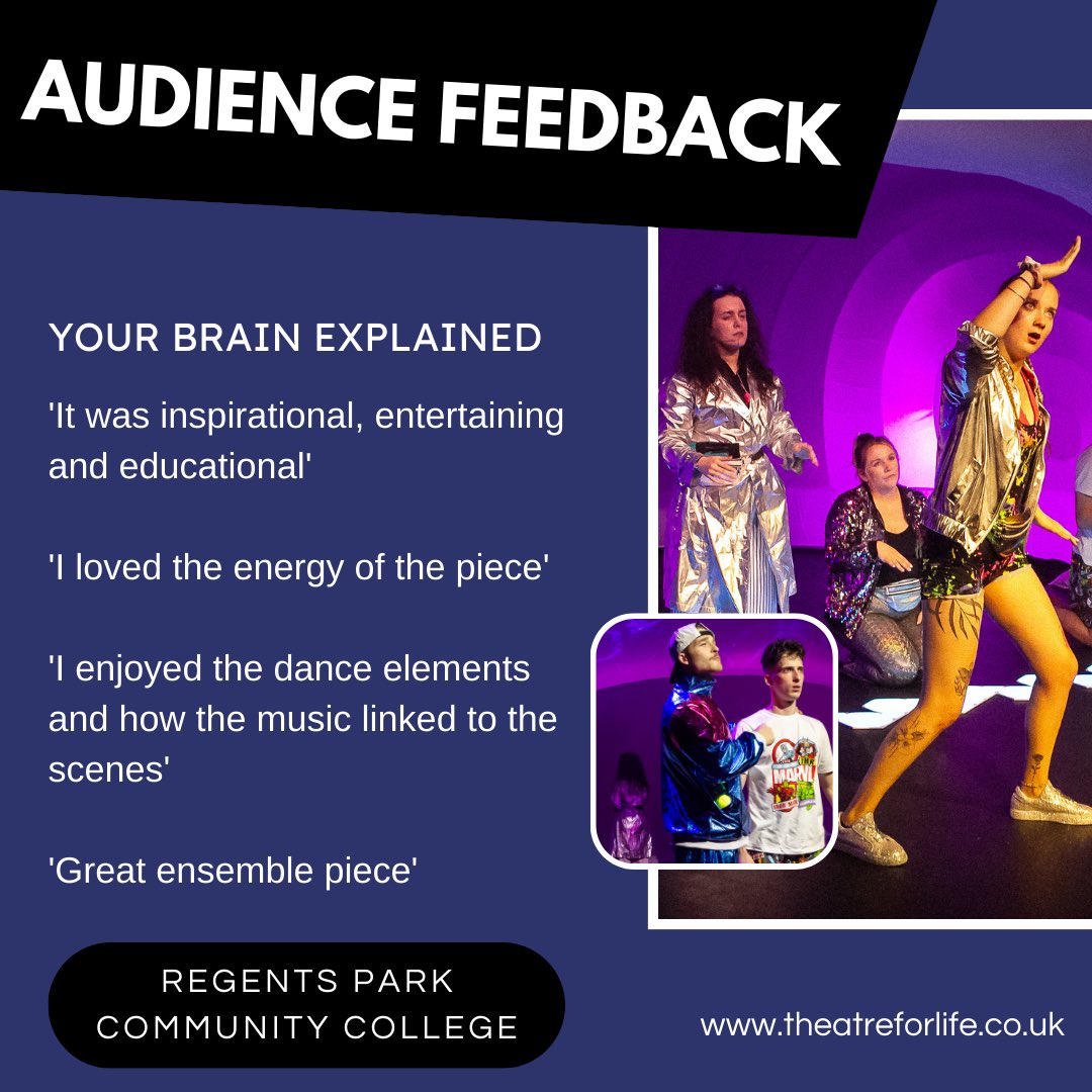 theatre_life2's tweet photo. As we prepare for our final day of the #yourbrainexplained tour next week @ToynbeeSchool @thehambleschool We’re delighted to share some feedback from our 18 venue #Hampshire tour!
#yourbrainexplained #goesontour #free #accessibletheatre #communityled #theatreforyoungaudiences https://t.co/3LXSmlVmWJ