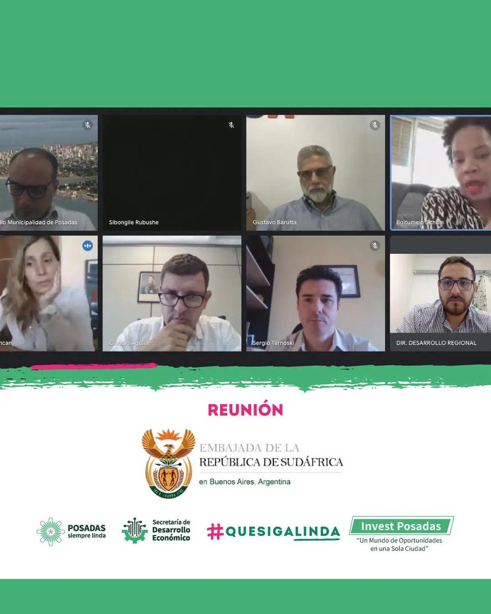 aguilarclaudiok's tweet photo. #InvestPosadas
Recientemente nos reunimos con la 1° Sec. Boitumelo Sithole, la consejera Sibongile Rubushe y Florencia Achcar, encargada de Marketing de la Embajada, quienes representaron a Sudáfrica, oportunidad en la q presentamos a Pdas. con el objetivo de atraer inversiones https://t.co/ZAOIcFHGWn