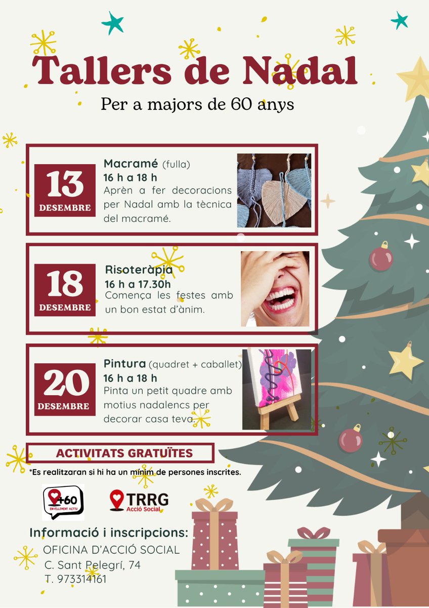 socialtarrega's tweet photo. Tallers pre-Nadal per a majors de 60 anys #Tàrrega @ajtarrega https://t.co/jinLcScsPP