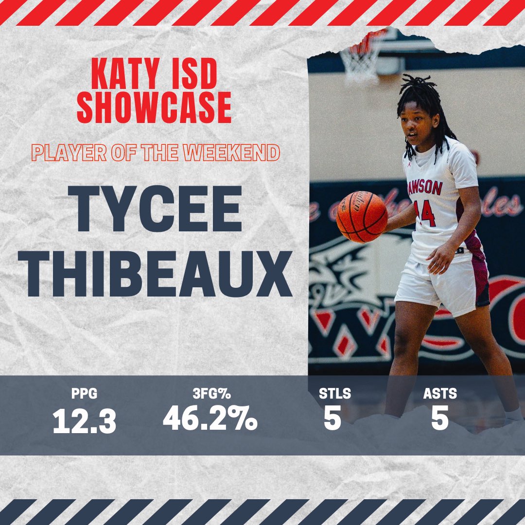 Dawson Girls Hoops (@hoopsdawson) on Twitter photo Huge shoutout to Tycee Thibeaux! She had an amazing performance this weekend in Katy, so we couldn’t miss the opportunity to recognize her. Keep grinding! We can’t wait to witness your continual growth. 😎✊🏾 #YourPart <a href="/DawsonHighSchl/">Dawson Eagles</a> <a href="/AthlPearlandisd/">Pearland ISD Athletics Department</a> @TedDunnam <a href="/drdavis111/">Dr. David Davis</a> Huge shoutout to Tycee Thibeaux! She had an amazing performance this weekend in Katy, so we couldn’t miss the opportunity to recognize her. Keep grinding! We can’t wait to witness your continual growth. 😎✊🏾 #YourPart <a href="/DawsonHighSchl/">Dawson Eagles</a> <a href="/AthlPearlandisd/">Pearland ISD Athletics Department</a> @TedDunnam <a href="/drdavis111/">Dr. David Davis</a>