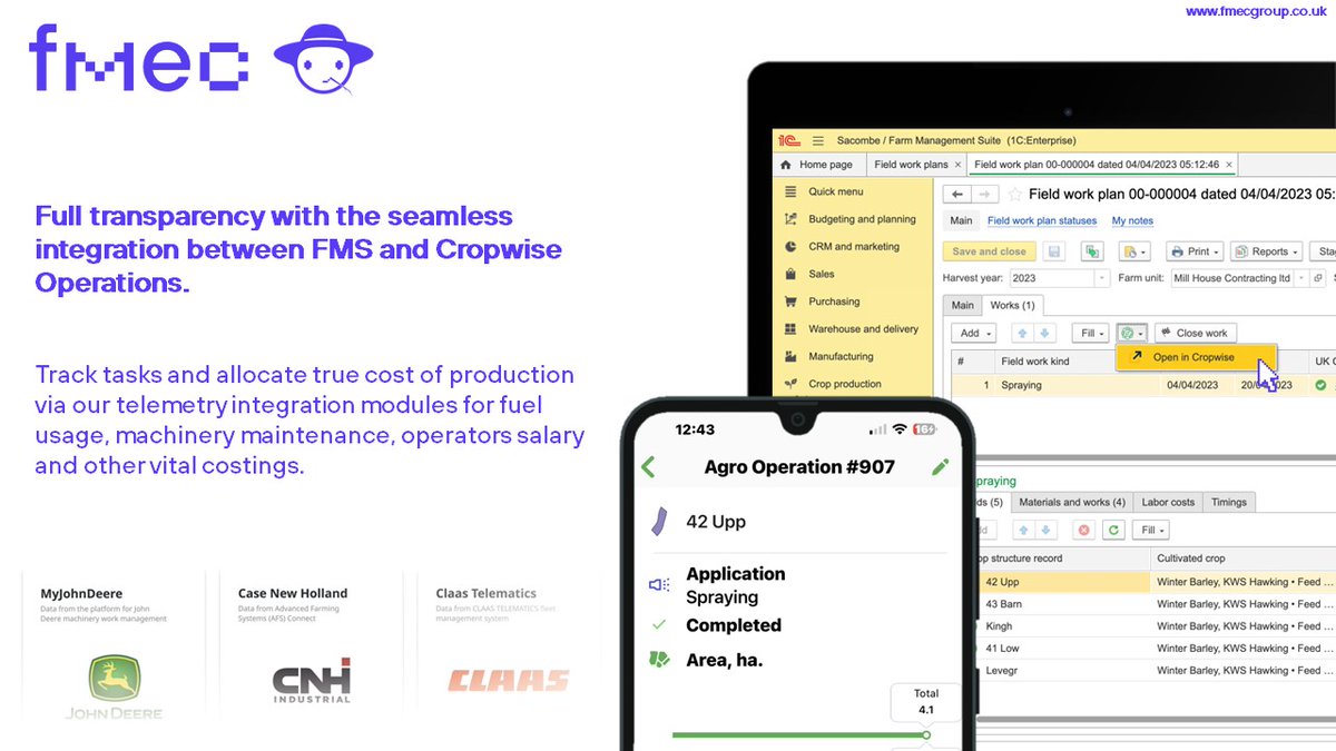 FmecGroup's tweet photo. 🌾Seamless integration, providing one end-to-end solution 🌾
Full transparency; real time data pulled between both systems and live updates on progress and stock. Your cost of production has never been more accurate! #fmecgroup #cropwiseoperations #agtech #agriculture #farming https://t.co/Thphqu10g3