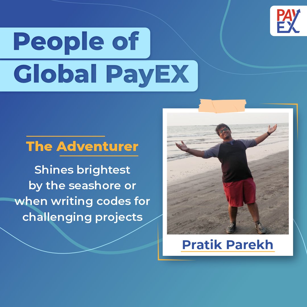 GlobalPayEX's tweet photo. Meet Pratik Parekh, our solution architect, an adventurer who loves to spend time at the seashore.  

Exploring unknown places is like a hobby to Pratik. Whenever he gets a chance, he takes his keys and sets off on a journey.

#employeestories #WorkLifeBalance https://t.co/XiRktw575q