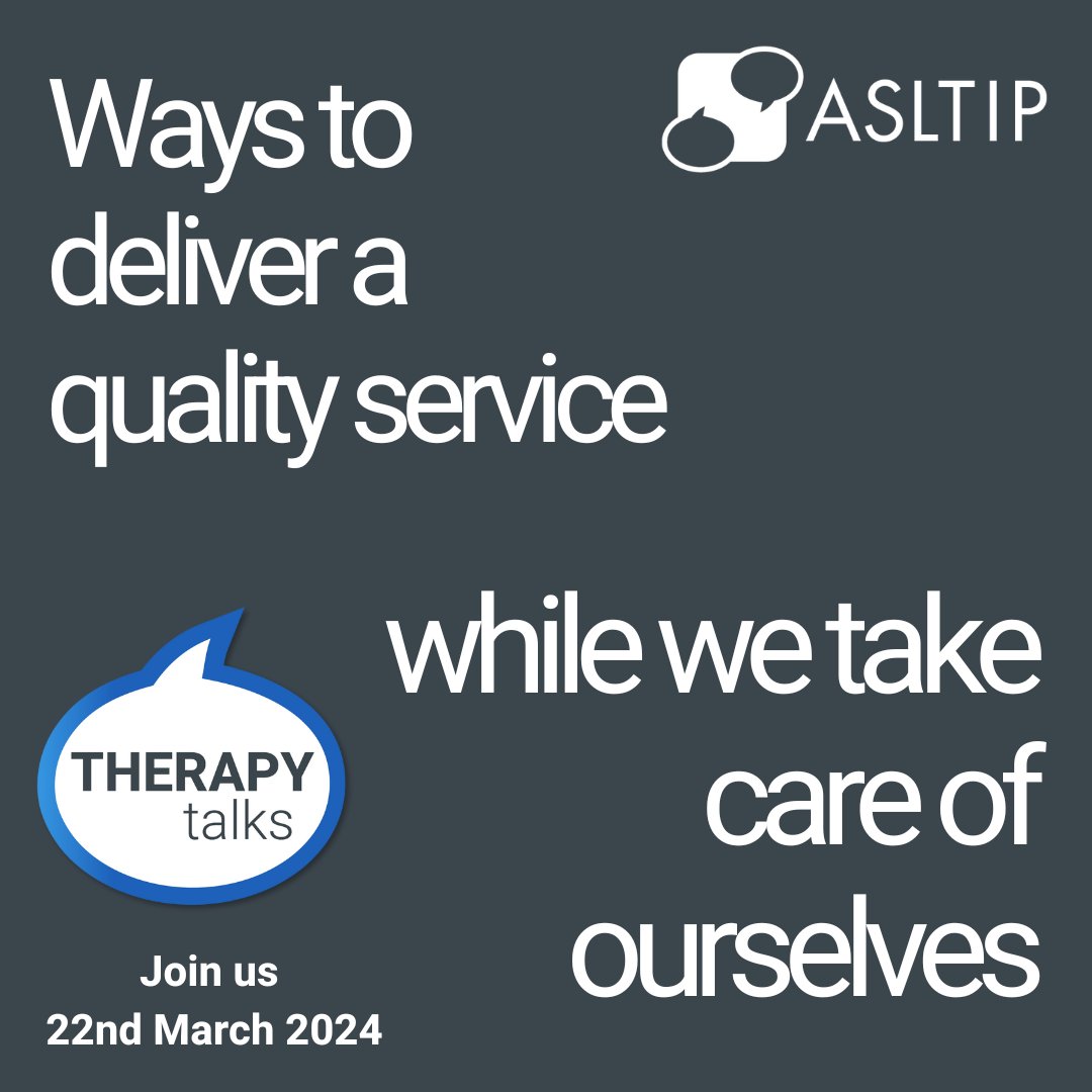 _ASLTIP's tweet image. Join us for #TherapyTalks2024 &amp;amp; AGM🌟 Learn to deliver quality service while prioritizing self-care.  asltip.com/events/asltip-…… #SLT #SpeechTherapy

@RCSLT
@talkingoutcomes