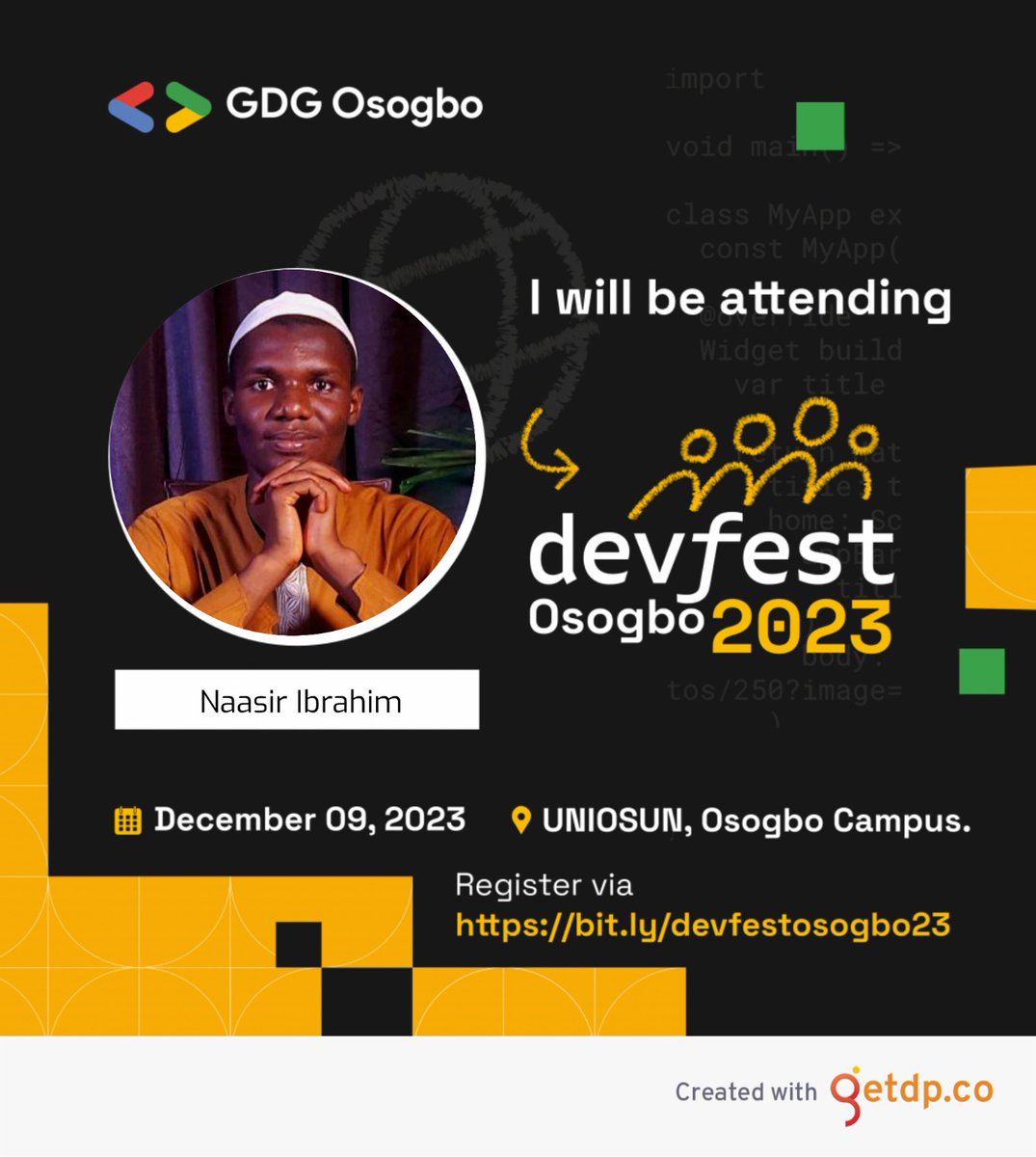 thenasihb's tweet image. Yes! Òṣogbo, #DevfestOsogbo23 is here! 🥳🥳😍

I will be there, save your seats 🔥🔥
@FoluboiNg @osogboupdates @InsideOsogbo @FBI_OJELA @OsunHubs @OsunDefender @osbcng @rave917fm @GovOsun @googledevgroups @GoogleDevExpert

#googledevs #google #DevFest2023 #devfest