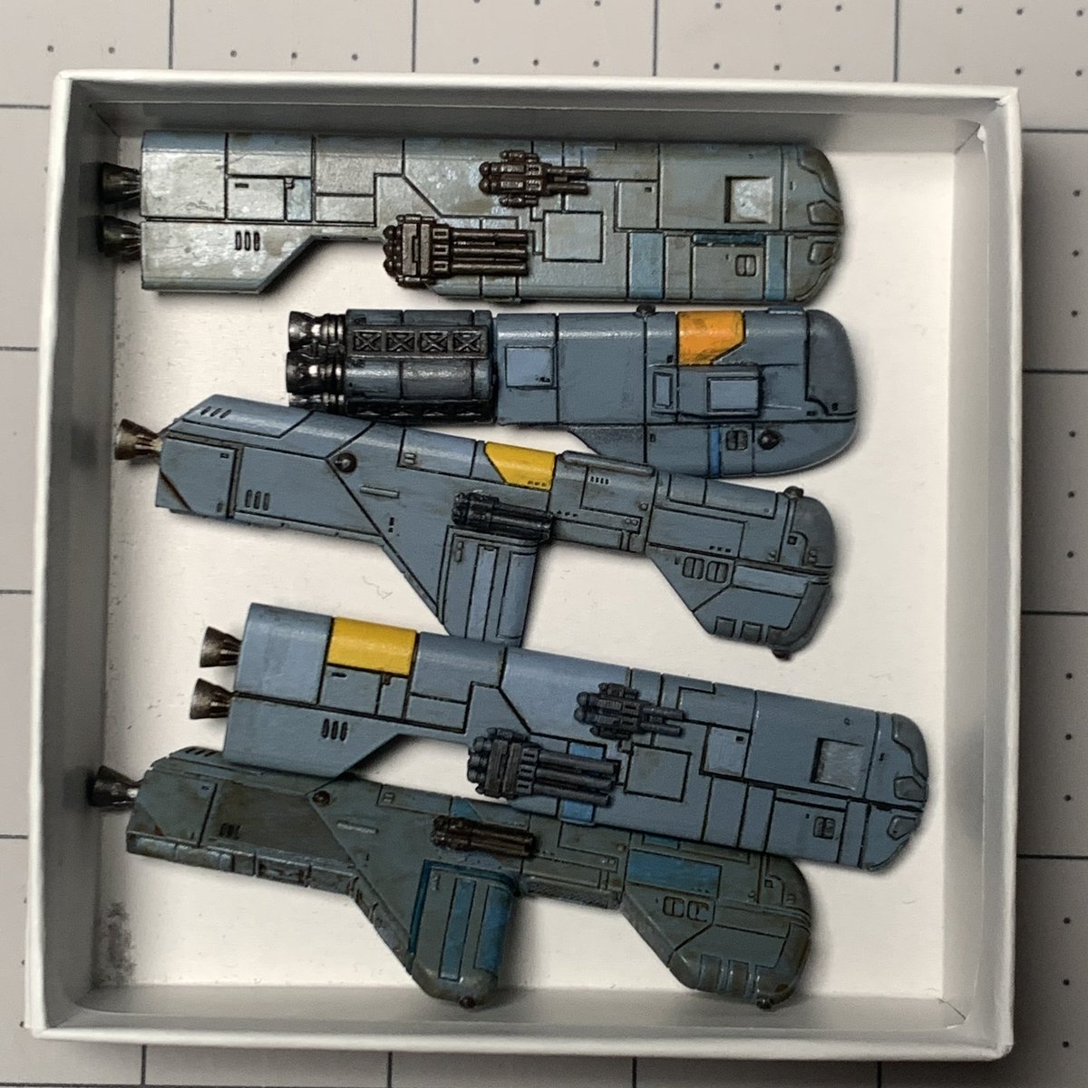 TheRealGeektown's tweet photo. A box of ships based on the original Jovian Chronicles Mekton expansion books. 

#starships #tabletopminiatures #paintedminiatures #mekton #spaceships #Geektown https://t.co/5yJgUzQyxR