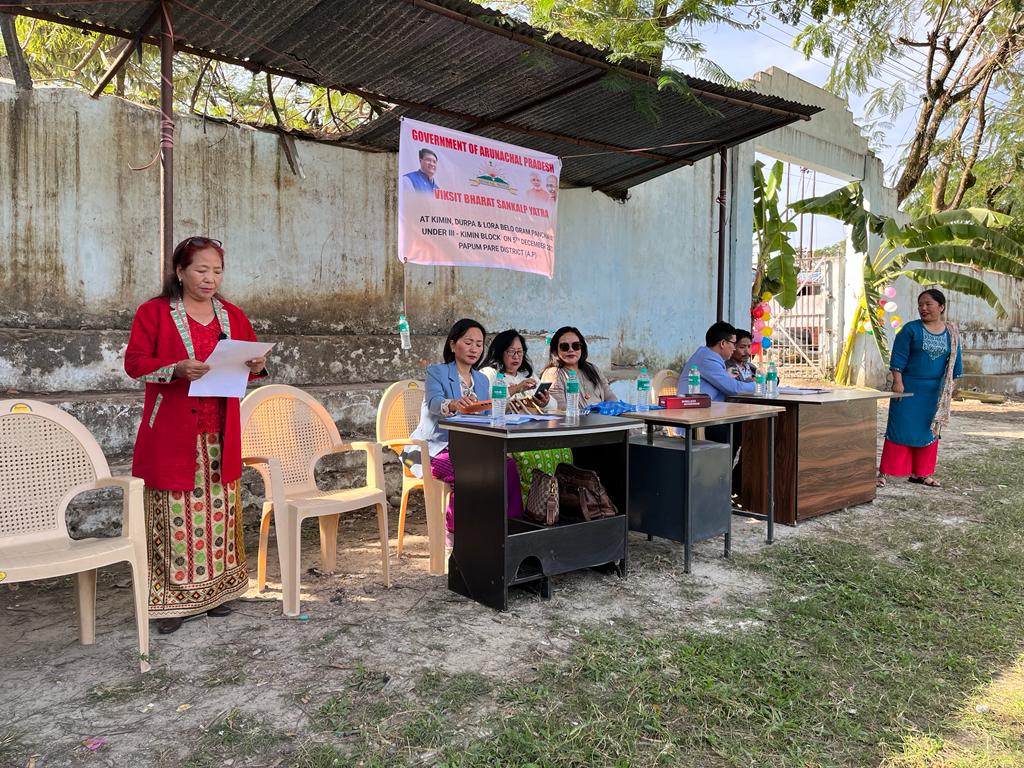 On its third day the IEC Van under the  #ViksitBharatSankalpYatra reached Kimin HQ under Papum Pare. 

 CO Ms Rebecca Borang, Bamang Yayu,ZPM Kimin, PRI members, officers,public attended the event.
<a href="/ViksitBharat/">Viksit Bharat Abhiyan</a>
<a href="/ArunachalDIPR/">ARUNACHAL IPR</a>