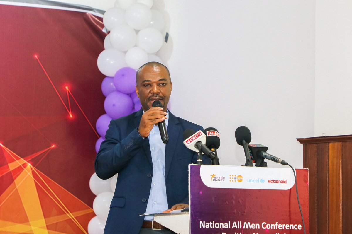UNICEFGambia's tweet photo. Our Deputy Representative, Armand Gnahore, addresses the first National All Men Conference on Positive Masculinity. 

Gender-based violence isn’t just a women’s problem, men and boys too, must step up to #EndGBV — Mr Gnahore. https://t.co/bqHvMGOcj0