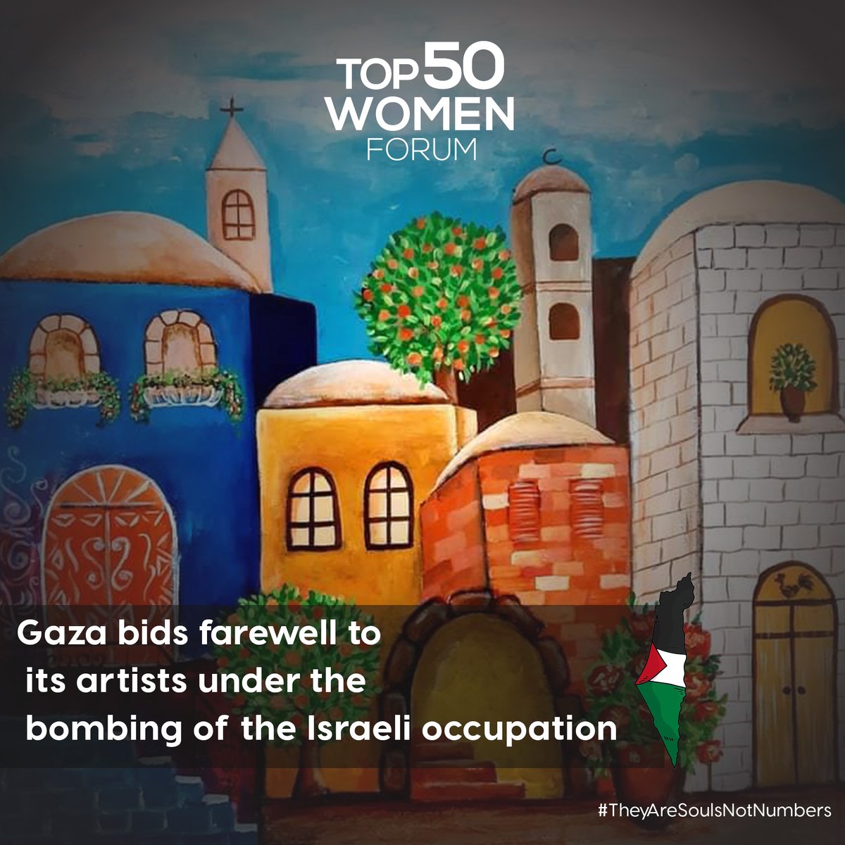 The vibrant and artsy community is losing one of its symbols every day!

Palestine’s losses are our losses as well…

#Top50WomenForum #Top50 #PalestinianWomen #WomenofPalestine #TheyAreSoulsNotNumbers