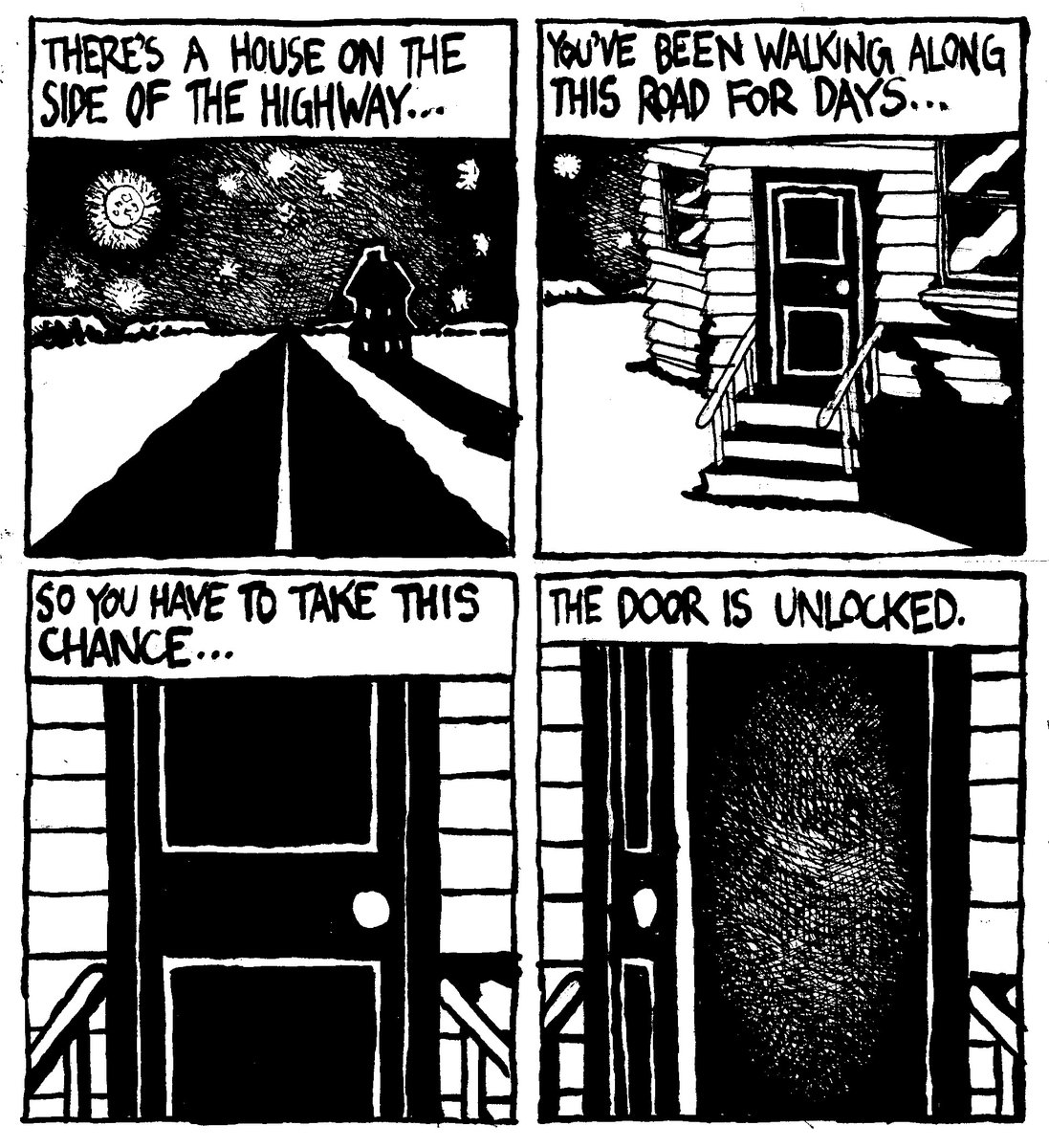hausofdecline's tweet image. Taking a brief sabbatical from comics and podcasts until December 8. In the meantime, here's a comic series from my Patreon.

"House on the Highway"