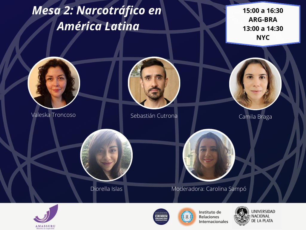 II Jornadas sobre Crimen Organizado Transnacional

📍Mesa 2: Narcotrafico en América Latina.

👥 Exponen: Valeska Troncoso, Sebastian Cutrona, Camila Braga y Diorella Islas.
👤 Modera: Carolina Sampo.

⏰15.00hs🇦🇷🇧🇷/13.00hs 🇺🇸EDT.

👉 forms.gle/fiHiaiDeKFJVaL…