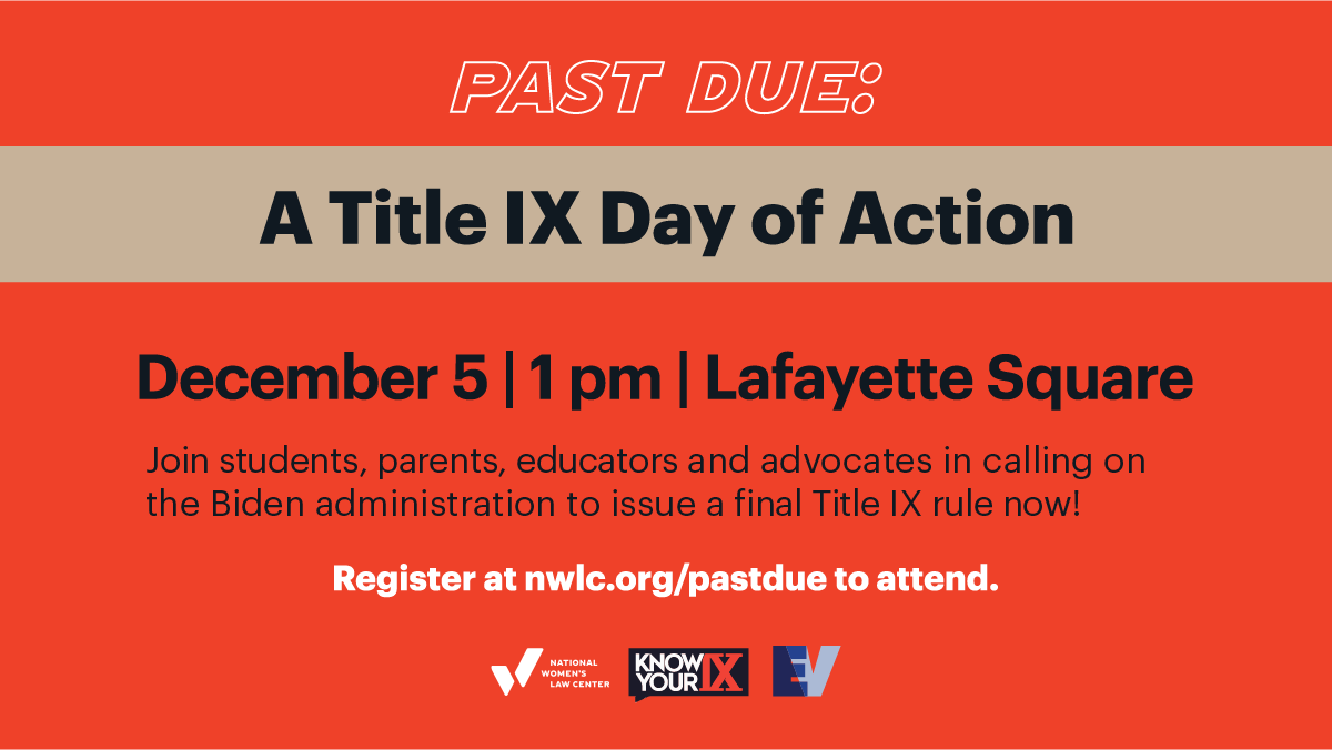 For those in the DC area - please join this protest to demand the new #TitleIX regulations be issued because they are #pastdue