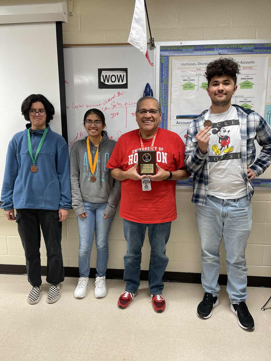 Congratulations to @NISDTaft UIL Accounting team, Nathaniel, Ela, and Kajal for competing in the James Madison UIL Academic Meet this past Saturday, December 2. They won 1st place as a team. #RaiderPride #Relentless #NISDSuperiorCTE  @NISD_CTE
