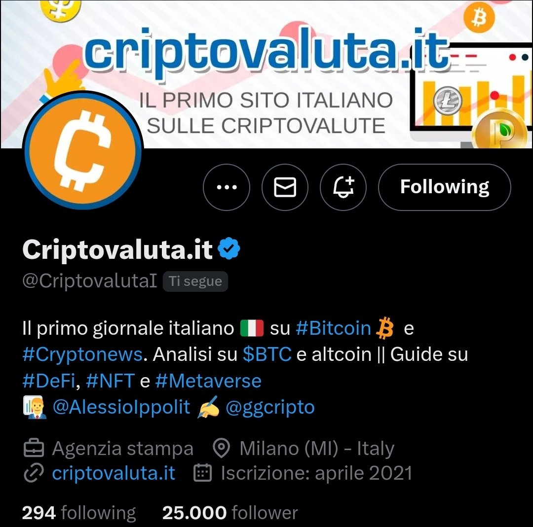 AlessioIppolit's tweet image. Siete in 25.000 !!! @CriptovalutaI 

Un ENORME grazie a TUTTI ! 
😍❤️🙏🙏🙏👇 #crypto #bitcoin #criptovaluta