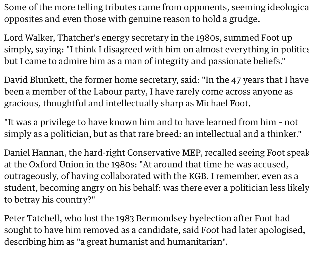 miffythegamer's tweet photo. A good example of this cordiality was Michael Foot, who even Thatcher described as a "thoroughly decent man". Politically, they could not have been further apart. I think culture wars have brought us to this place: where you're either Team or Team B. Team Red, Team Blue. (3/4) https://t.co/nN0jJDkVHg