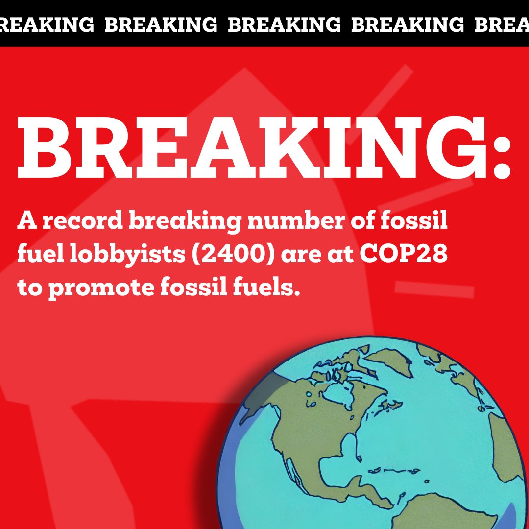 🚨 You wouldn't let the tobacco lobby influence a health conference or arms dealers through the doors at a peace conference.

Why let the fossil fuel lobby try commandeer a climate conference?

#COP28 must #EndFossilFuels and put people and the planet first 🌍