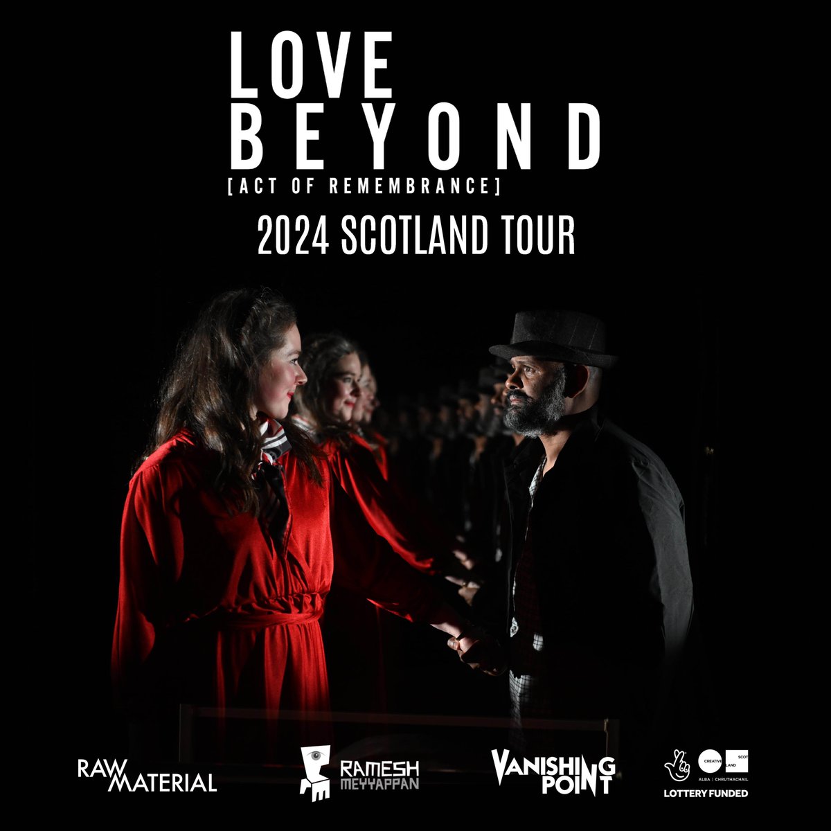 VPointTheatreCo's tweet photo. Love Beyond (Act of Remembrance), 2024 Tour Announced!

The beautiful and tender Love Beyond (Act of Remembrance) by @rameshmeyyappan and presented by @RAWMaterialArts and Vanishing Point will tour Scotland next year.

Supported by @tnluk through @CreativeScots

(1/2) https://t.co/A016EAmek2