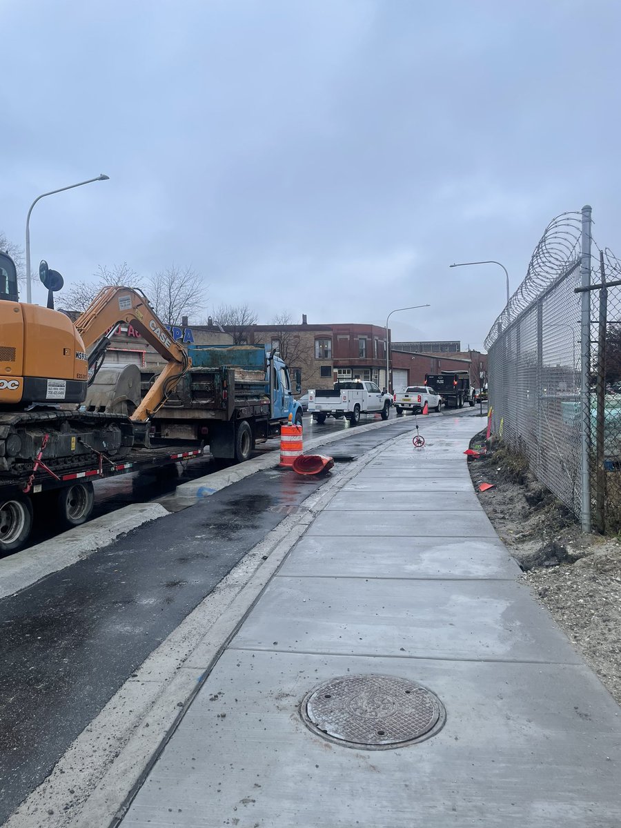 Beyond livid! <a href="/ChicagoDOT/">CDOT</a> just completed the Grand Ave bike lane and low and behold, <a href="/ChicagoWater/">Water Management</a> decides to start ripping up the brand-new bike lanes and street! Never mind the fact that the surface was exposed for 3 months before being resurfaced. Incompetence on full display