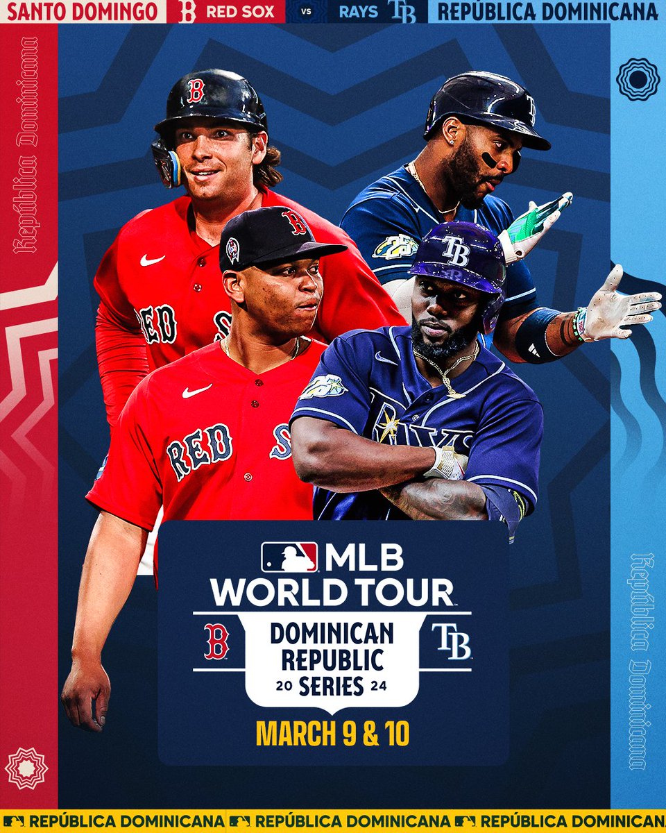 MLB's tweet photo. #SpringTraining: Dominican Republic edition!

The @RedSox will face @RaysBaseball March 9-10 at Estadio Quisqueya in Santo Domingo. 

Tickets are on sale December 12! https://t.co/PnAXIxy3yF https://t.co/alvdoWpjxu