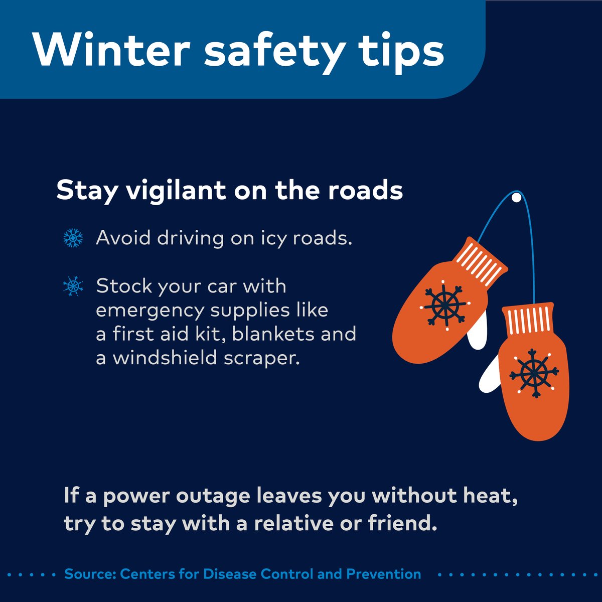 As colder weather arrives, now is the time to review safety tips, especially for older adults. Older adults run a higher risk of health problems. Keep the season fun and festive with these safety tips.