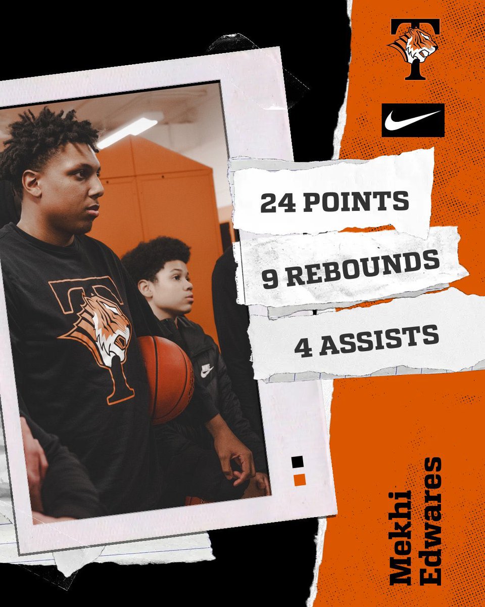🍿Big-time performance on opening night from 6’6” Sr. G/F Mekhi Edwards.  

A way player that can score from multiple levels inside the paint and or outside the paint from three point range.

🍿24 Points 
🍿9 Rebounds 
🍿4 Assists 

#TigerPride #UnleashTheTigers