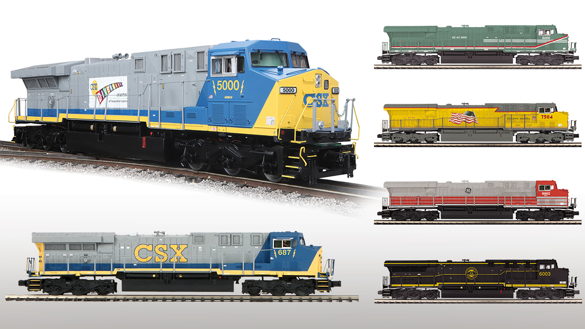 M.T.H. Electric Trains has announced a 2024 O Scale Premier AC6000 Diesel Locomotives in six different liveries.  Each of these offerings will be available in two cab numbers and begin shipping to M.T.H. Authorized Retailers in May 2024.  Learn more: mthtrains.com/news/828