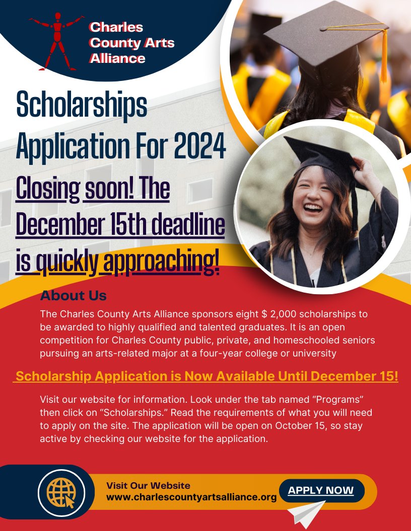 Reminder: Scholarship Application Deadline Approaching Fast!
Don't miss out on this opportunity, apply now before the December 15th deadline! Visit our website for more information on how to apply.