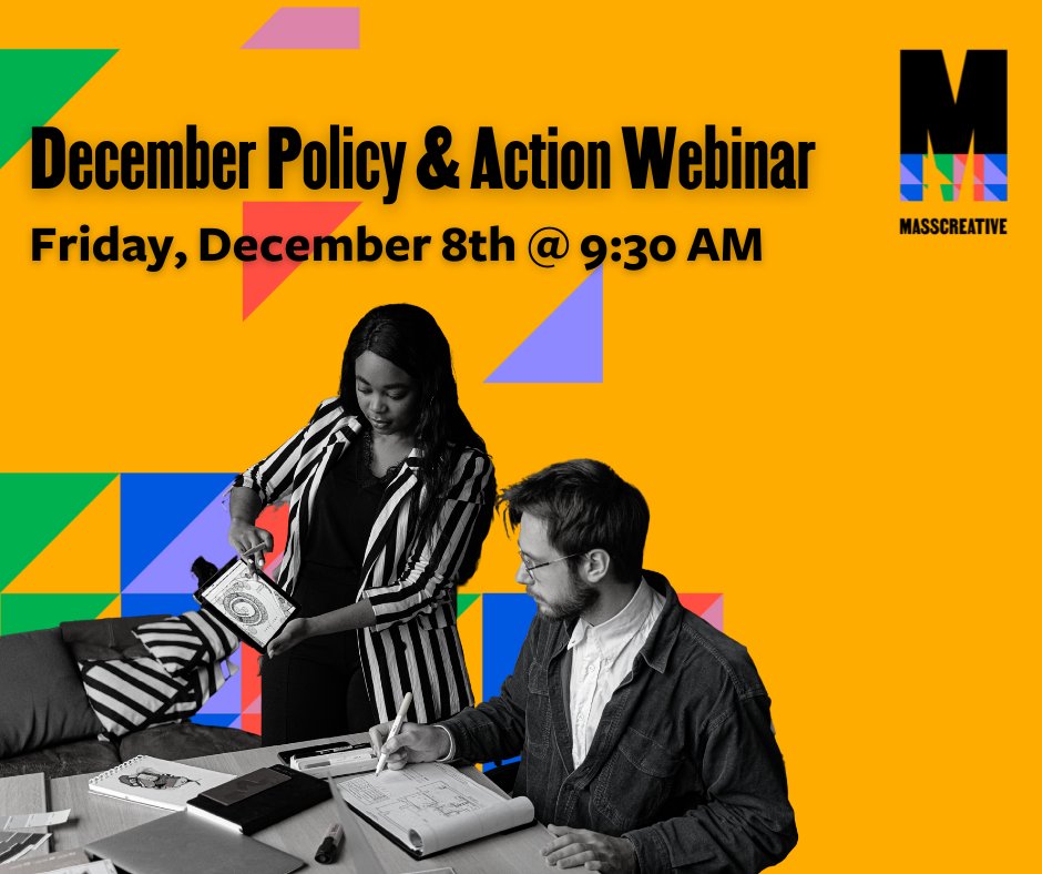 MASSCreative (@masscreative) on Twitter photo This month's Policy & Action Webinar is set for Friday, December 8th at 9:30! Join us to discuss cultural policy and hear from leaders from the <a href="/HealthConnector/">Massachusetts Health Connector</a> to talk about open enrollment
Register here: ow.ly/y2R350Qc5XI This month's Policy & Action Webinar is set for Friday, December 8th at 9:30! Join us to discuss cultural policy and hear from leaders from the <a href="/HealthConnector/">Massachusetts Health Connector</a> to talk about open enrollment
Register here: ow.ly/y2R350Qc5XI