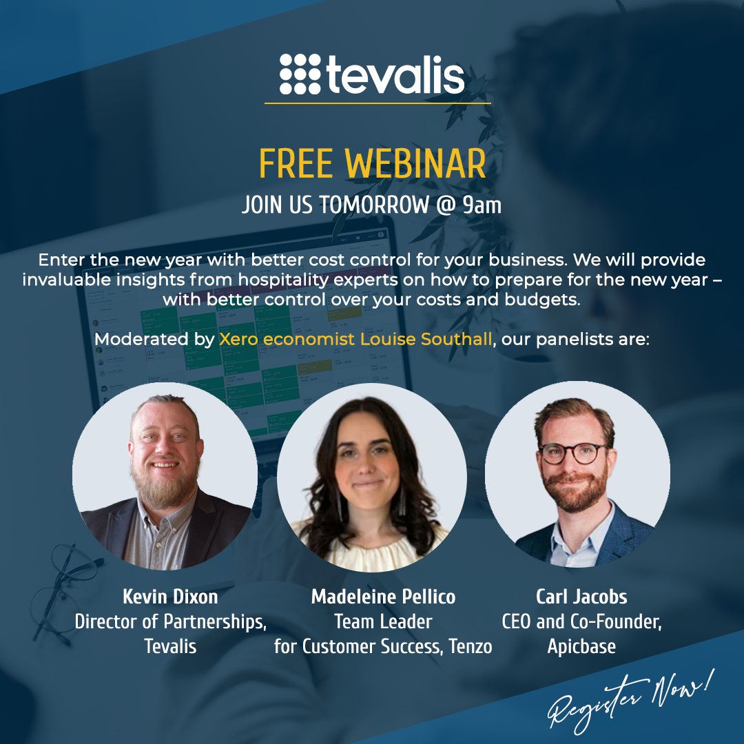 Don't forget to join us tomorrow at 9am (GMT) for a free webinar and learn from our panel of hospitality experts how to improve your cash flow and budget management.

Featuring Kevin Dixon, our Director of Partnerships!

Register NOW: lp.planday.com/en-gb/planday-…