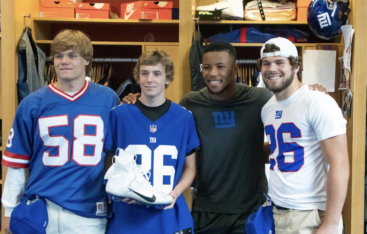 ColinTong32's tweet photo. @saquon took care of my brother Jared back in 2019. His wish was to meet Saquon. Well deserved for a phenomenal player but an even better man. https://t.co/0RlGdujR6e