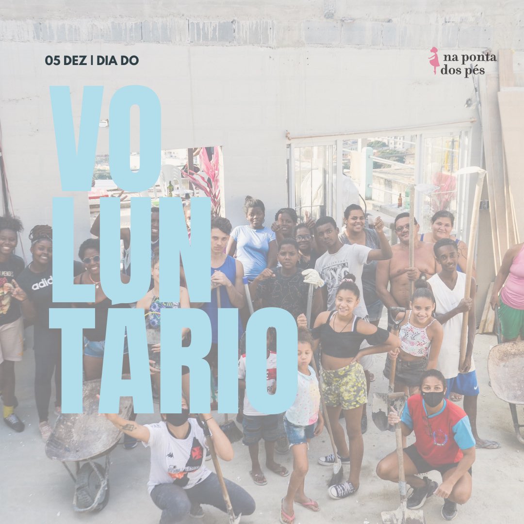 NaPontadosPes's tweet photo. Dia 05 de dezembro, celebramos aqueles que se doam para a prática do bem e da solidariedade. Ser voluntário é muito mais que oferecer uma parte de seu tempo, é acreditar que juntos fazemos a diferença! Na Ponta dos Pés agradece a todos os voluntários por seguirem juntos conosco https://t.co/MqYKPc7QRg