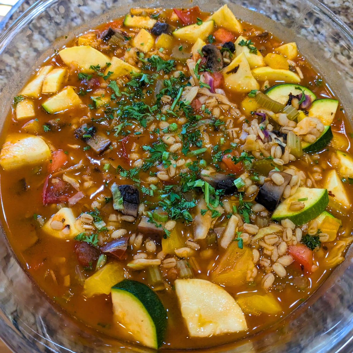 There's nothing like a steaming bowl of Vegetable Barley Soup to warm you up on a chilly day! 🔥🥣  #SoupSeason #VegetarianDelight #WinterComfort