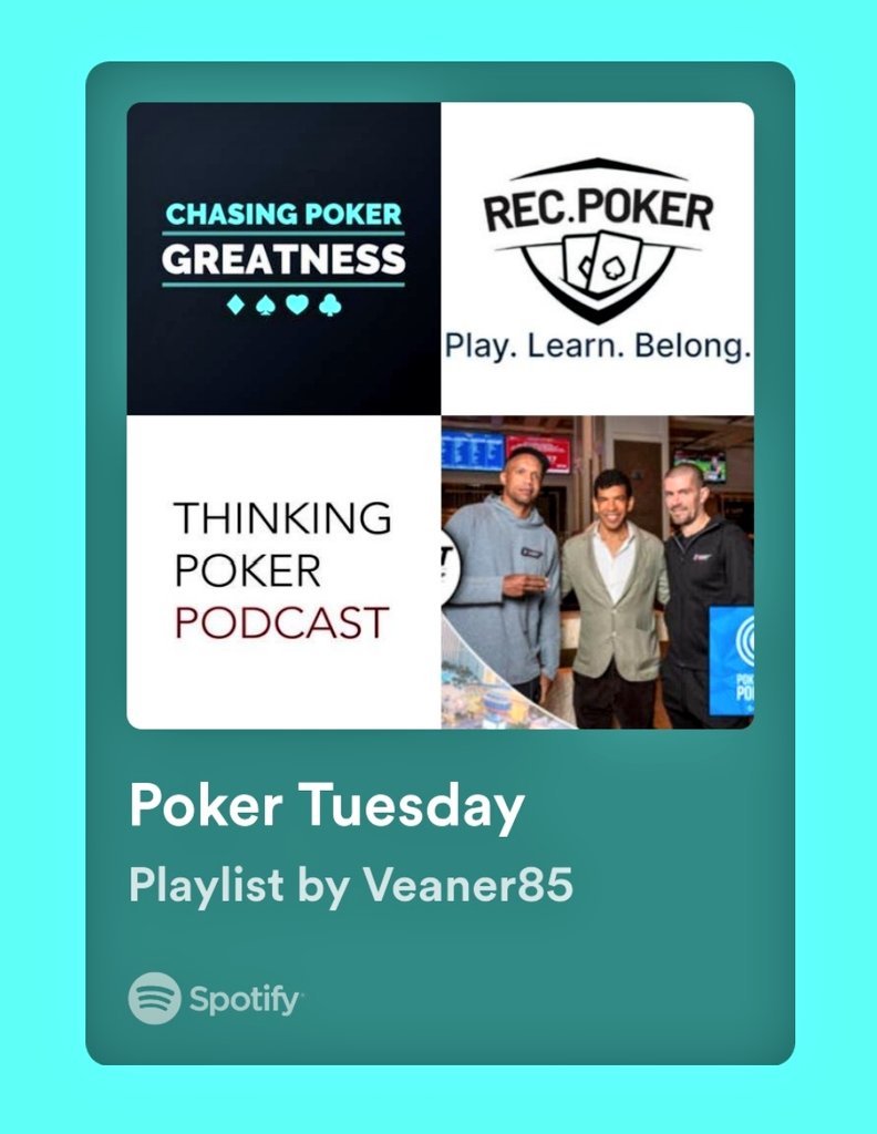 Veaner85's tweet photo. Happy Podcast Tuesday!

My poker @spotifypodcasts playlist:
@thinkingpoker, @PokerNews #PnPod, @CPGPodcast, @RecPoker, @RedChipPoker &amp; @realWhitWatson.

Listen: https://t.co/2VFVRkjRUe
(1/2)
#pokerlife #podlife https://t.co/EYkDio5TaD