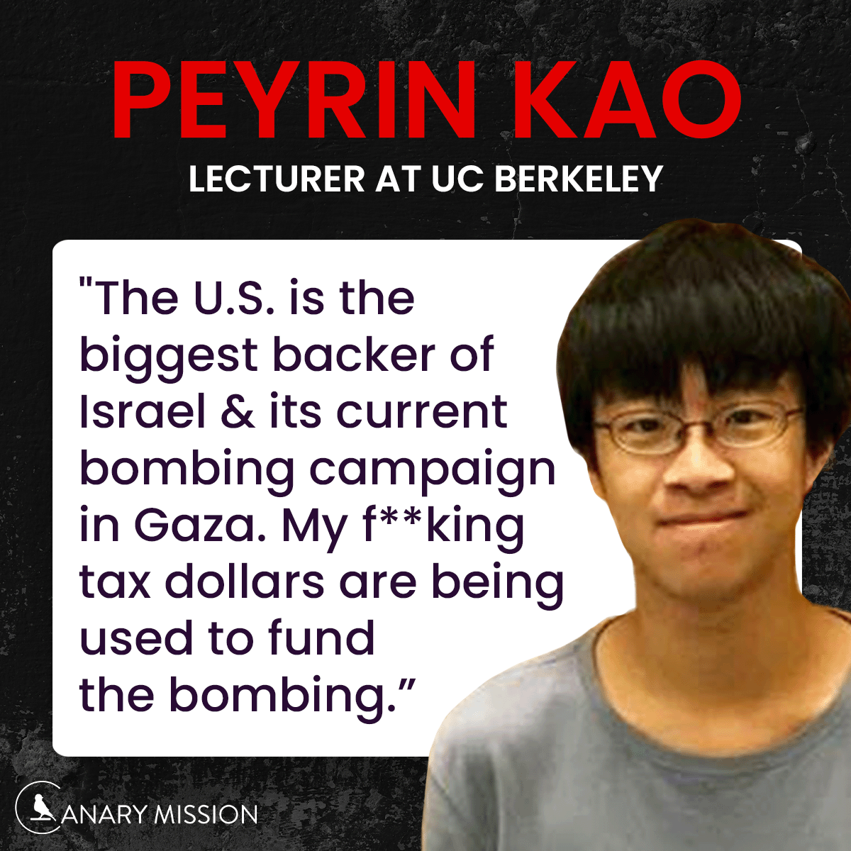🔴 Peyrin Kao, a computer science lecturer @UCBerkeley, told his class Israel was to blame for Oct. 7, adding, 'The U.S. is the biggest backer of Israel & its current bombing campaign in Gaza. My f**king tax dollars are being used to fund the bombing.” Kao also invited a member