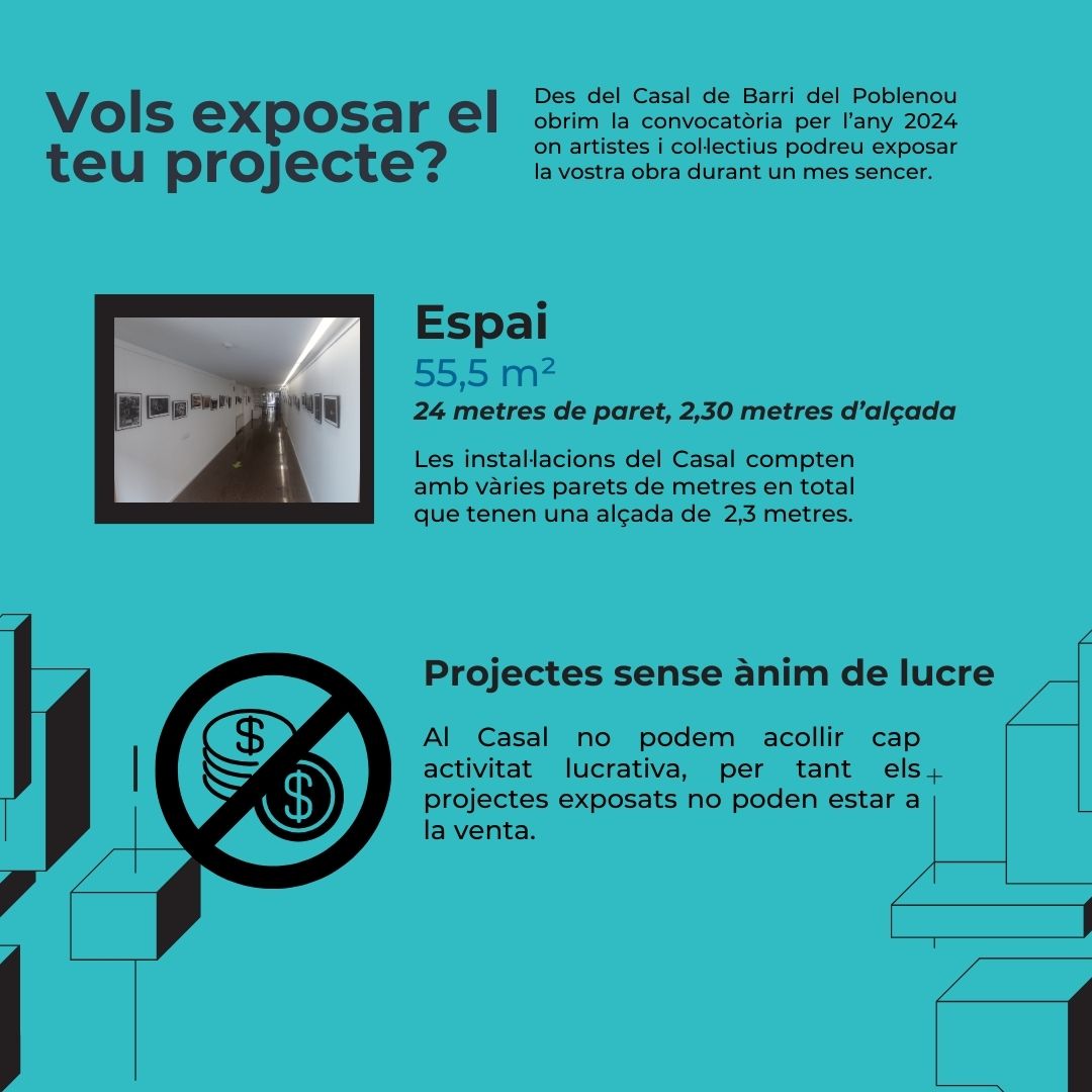 cbarripoblenou's tweet photo. Busqueu un espai on exposar el vostre projecte?

No us ho penseu més i presenteu-lo al Casal de Barri del Poblenou!

Aquí teniu les bases del 2024, si teniu qualsevol dubte ens podeu escriure al correu que hi apareix.

#Barcelona #Exposicions #Poblenou #P9 #Art https://t.co/tkyhowEKZq