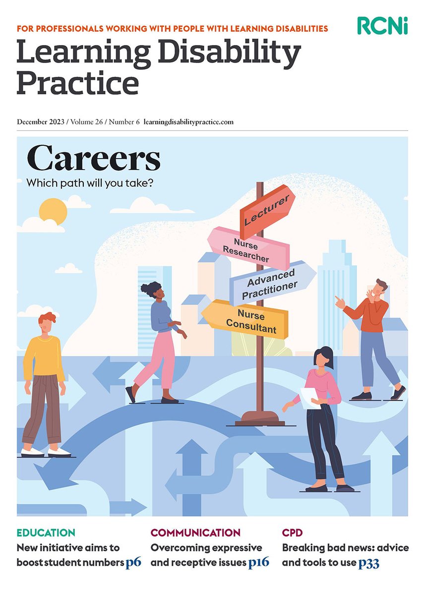 The December issue of Learning Disability Practice is out now. It features a look at career pathways, a new course that pays people to become learning disability nurses, end of life care and a #CPD article on breaking bad news. #revalidation journals.rcni.com/toc/ldp/26/6