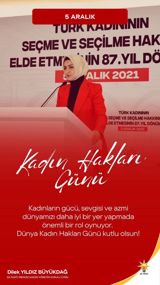 Türk Kadınına bir çok Avrupa ülkesinden önce Seçme ve Seçilme Hakkını vererek Kadınların hak ve özgürlüklerini sağlayan Gazi Mustafa Kemal Atatürk’e minnetlerimi sunuyorum. 

#5AralıkDünyaKadınHaklarıGünü kutlu olsun.