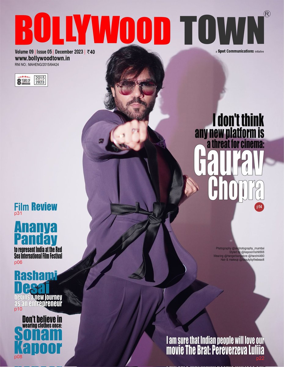 Actor @gauravchopraa graces the cover page of #BollywoodTown magazine, December 2023 issue. #GauravChopra Editor: @yhmishra #YogeshMishra