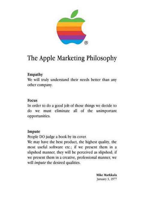 As part of its establishment, Apple released a marketing manifesto.