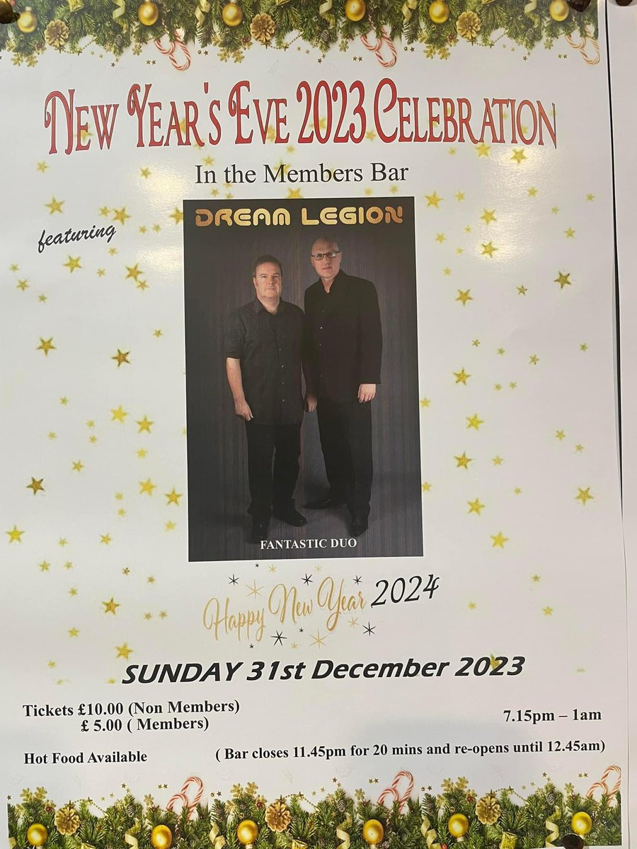 🎊🥂MEMBERS BAR NYE 🥂🎊

I can’t believe how quickly the year has gone…. 

Come join us for some great entertainment to bring in 2024 🥳

🎟️ Members tickets £5
🎟️ Non-members £10

Tickets available behind the bar, can reserve via messenger ☺️

Always the best atmosphere 💕